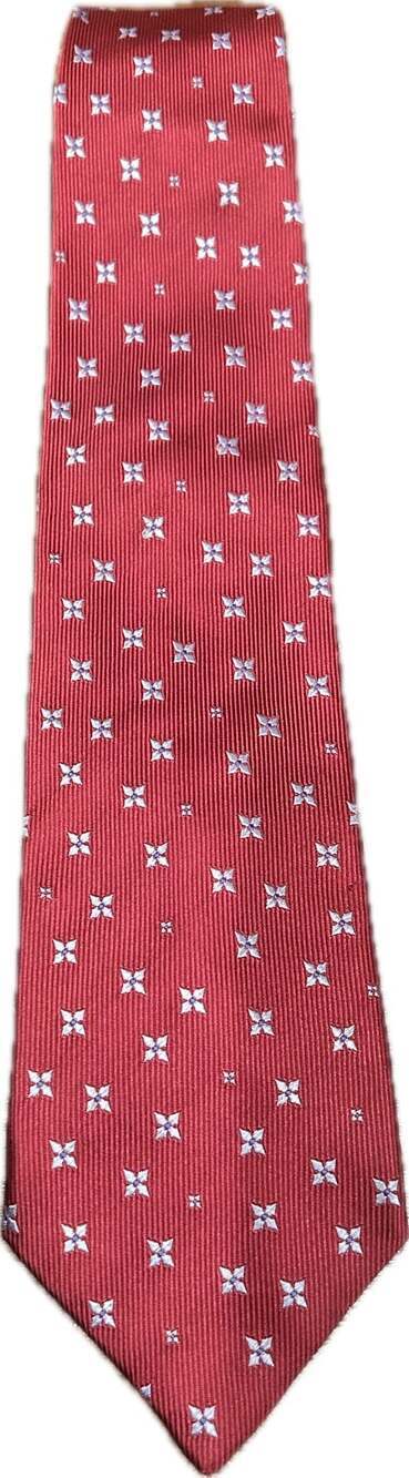 PINK Thomas Pink Men's Red Silk Tie w Blue Floral Motif luxury English country